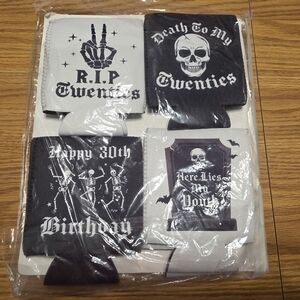 30th Birthday Gothic Skull and Skeleton Drink Sleeves